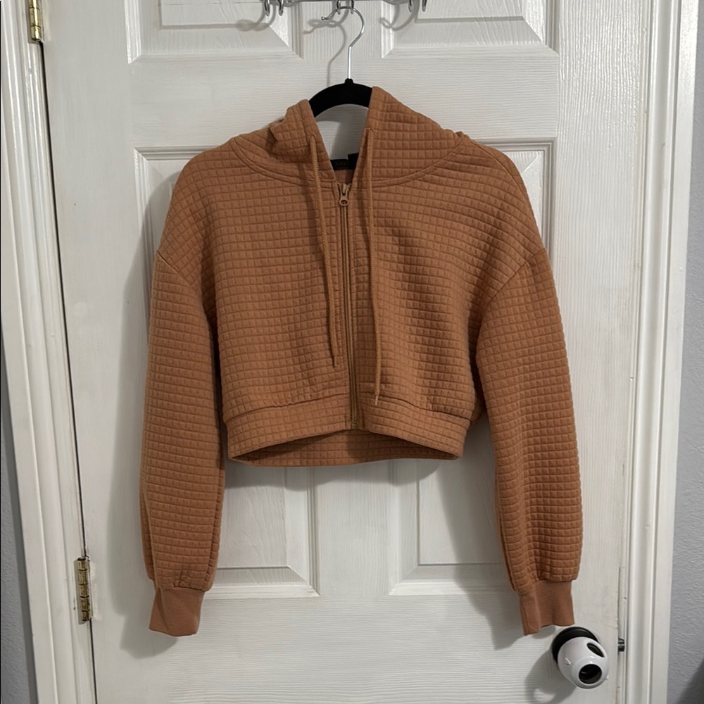 Tan Cropped Hoodie